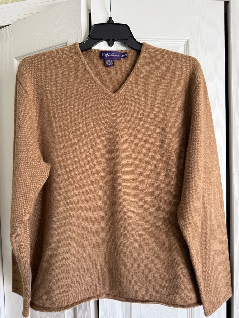 Ralph Lauren Purple Label Men’s Cashmere V-Neck Sweater Camel Brown